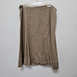 NWT J Jill Brown Linen Skirt Size 12